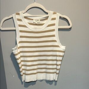 Cynthia Rowley Beige and White Striped Tank Top